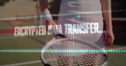 Tennis Player with Futuristic Data Overlay on Court
