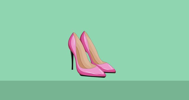 Pink High Heels Fashion Icon on Green Background - Download Free Stock Images Pikwizard.com