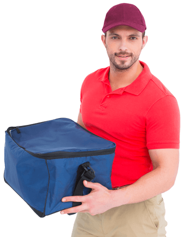 transparent pizza delivery man holding insulated bag - Download Free Stock Videos Pikwizard.com