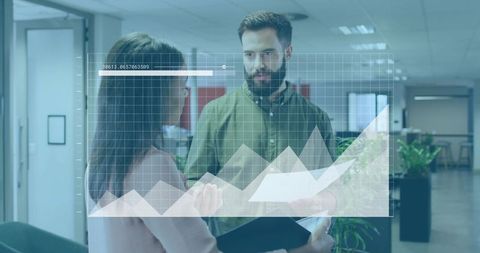 Professionals Discussing Data in Modern Office Etiquette