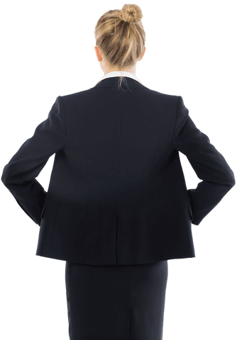 Transparent Confident Businesswoman Standing with Hands on Hips