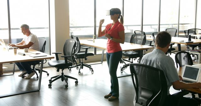 Employees Working in Modern Office with VR Technology - Download Free Stock Images Pikwizard.com