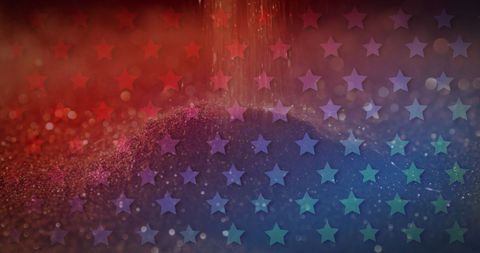 Colorful Stars and Falling Sand with Patriotic Theme
