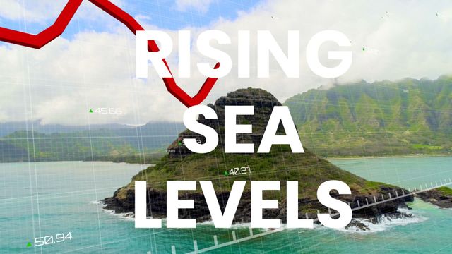 Digital visualization highlighting economic impact of rising sea levels due to climate change. Ideal for illustrating financial consequences of environmental issues in presentations, reports, articles, or educational materials.