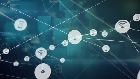 Network Communication Concept with Digital Icons and Nodes