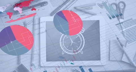 Digital Interface with Infographics and Alarm Icon