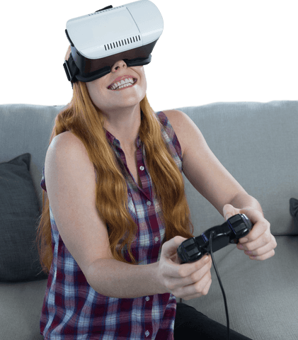 Young Woman Enjoying Virtual Reality Gaming Experience - Download Free Stock Videos Pikwizard.com