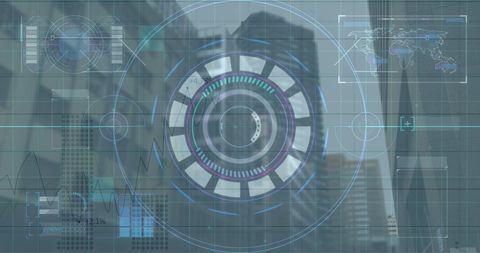 futuristic data interface blending with urban skyline - Download Free Stock Images Pikwizard.com
