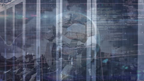 Digital Brain Over Server Background in Data Processing Theme