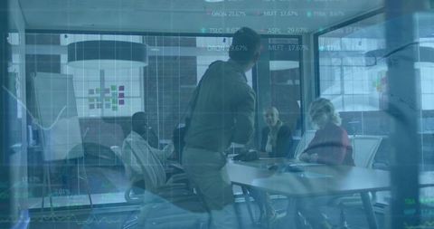 Business Meeting in Modern Office Through Corporate Transparency