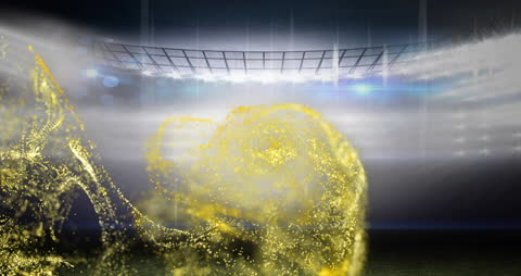 Sparkling Stadium Spotlight with Yellow Particle Trail