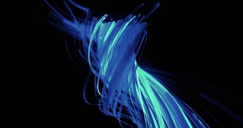Abstract Neon Blue Light Trails on Black Background - Download Free Stock Images Pikwizard.com