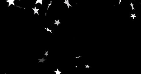 Festive Silver Stars Falling on Black Background