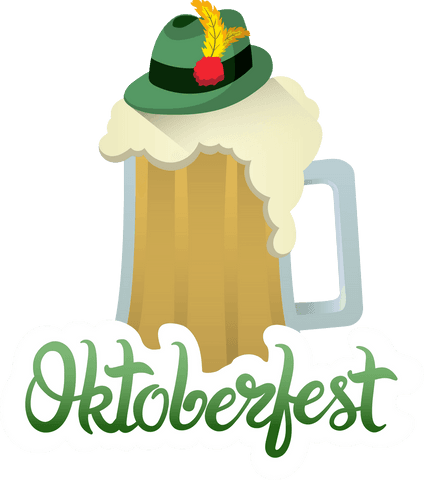 Oktoberfest beer mug with traditional bavarian hat transparent graphic