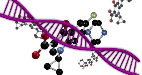 DNA Helix and Molecular Structure on White Background