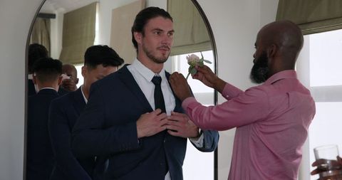 Elegant Wedding Groom Preparation in Dressing Room