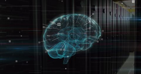 Futuristic Digital Brain over High-Tech Server Room - Download Free Stock Images Pikwizard.com