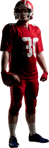 Young Athlete in Red Uniform for American Football Transparent