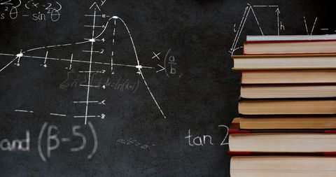 Mathematical Equations and Graphs on Black Improvised Digital Chalkboard - Download Free Stock Images Pikwizard.com