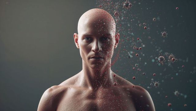 Futuristic Abstract Male Figure with Dissolving Effects