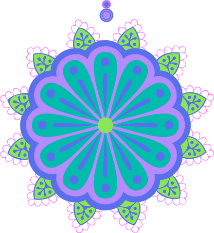 colorful transparent mandala with teal petals and green leaves - Download Free Stock Videos Pikwizard.com