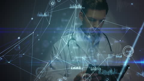 Doctor Analyzing Digital Healthcare Data on Tablet