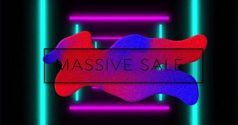 Colorful Massive Sale Digital Banner with Neon Design - Download Free Stock Images Pikwizard.com