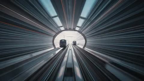 High-Speed Train Journey Through Modern Tunnel