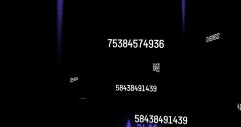 Floating Numeric Stream Forming Virtual Tunnel with Neon Purple Glow and Glowing Digits