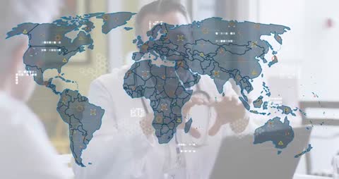 Doctor Presenting Global Health Insights via Digital Tablet