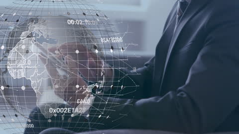 Caucasian Businessman Utilizing Digital Global Technology
