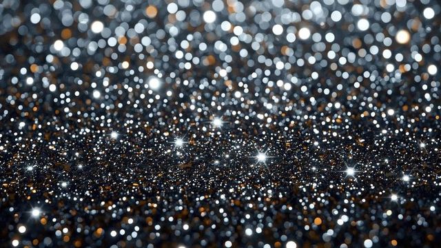 Luxurious scene with gleaming metallic surface reflecting shimmering lights, arranged among delicate bokeh highlights. Ideal for elegant invitations, glamorous event promotions, luxury brand advertisements, and stylish background for design projects aiming to embody sophistication and opulence.