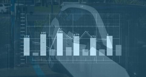 Digital Financial Data Overlay on Refueling Car Background