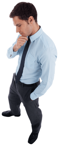 Contemplative Businessman Standing Transparent Background
