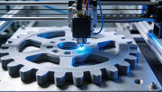 Industrial 3D Printing Large Gear Using Blue-Lit Laser Extrusion on Precision Metal Gantry
