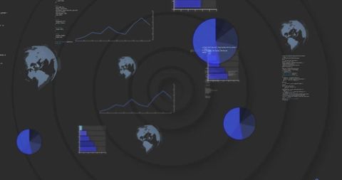 Futuristic data visualization with graphs and code snippets