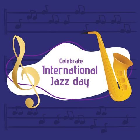 international jazz day celebration vector with saxophone and musical notes - Download Free Stock Templates Pikwizard.com