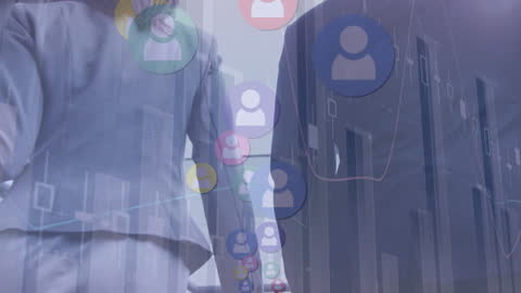 Innovative Team with Global Networking Icons