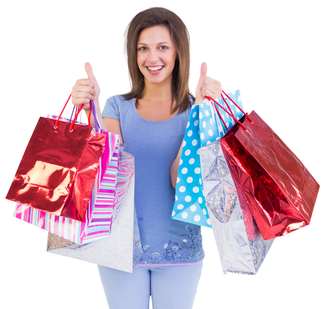 Woman Holding Shopping Bags with Thumbs Up Gesture, Transparent Background - Download Free Stock Videos Pikwizard.com