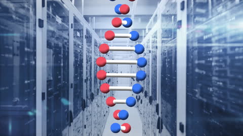 DNA Helix and Server Room Concept Art for Technology and Data