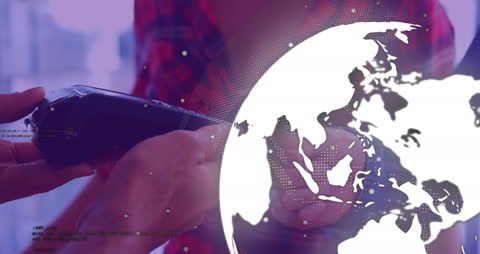 Digital Transaction with Abstract Global Financial Concept Overlay