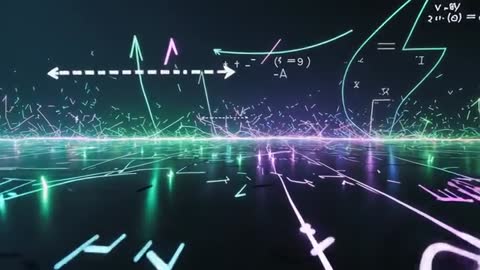 Futuristic Digital Math Elements with Dynamic Neon Graphics