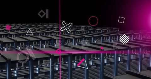 Digital Data Processing over Rows of Computer Servers - Download Free Stock Images Pikwizard.com