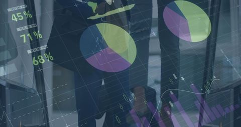 Financial Data and Business Professionals Moving on Office Escalator