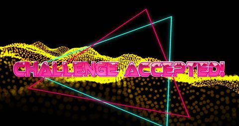Vibrant challenge accepted graphic with retro aesthetic