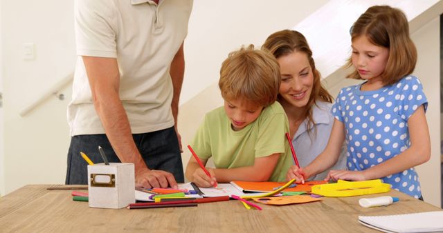 Family Engaged in Art Activities at Home - Download Free Stock Images Pikwizard.com