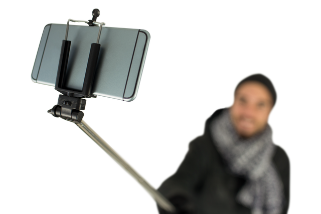 Smiling Biracial Man Taking Selfie with Smartphone on Transparent Background - Download Free Stock Videos Pikwizard.com