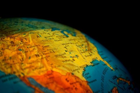 Vibrant Globe Close-Up Focusing on United States, Mexico and Gulf of Mexico