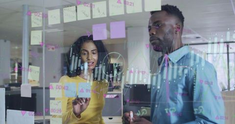 Business professionals analyzing data insights for growth