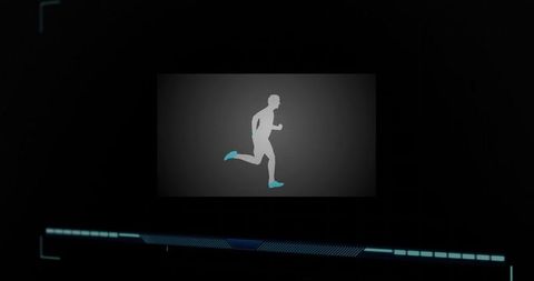 Digital runner silhouette on futuristic hud interface